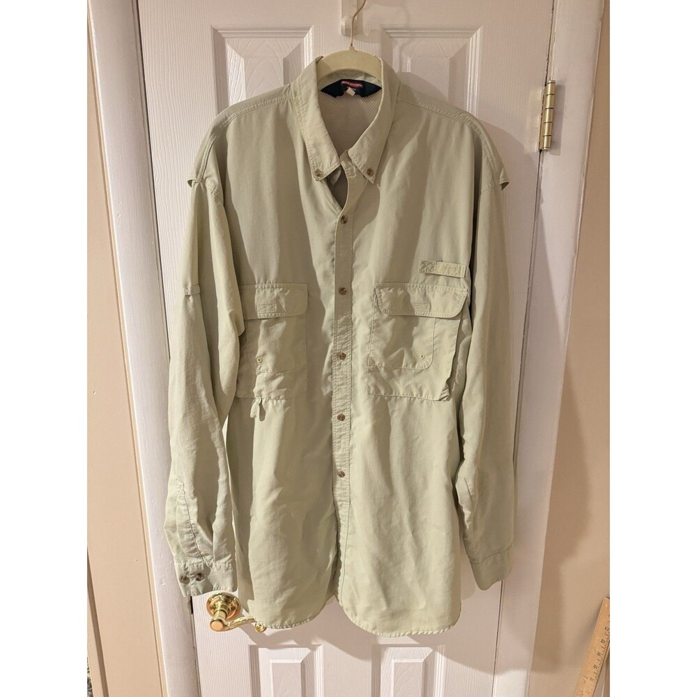 Original Redington Fly Fishing Shirt Guide Style MossGreen Size LT Vented Flaws